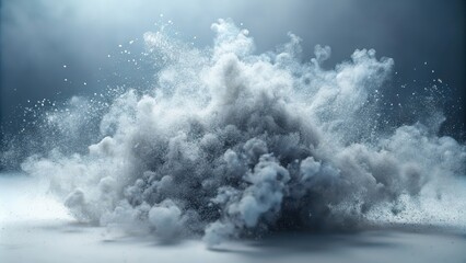 Fototapeta premium Abstract powder explosion with a gray and white cloud