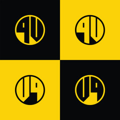 Simple QV and VQ Letter Circle Logo Set, suitable for business with QV and VQ initials