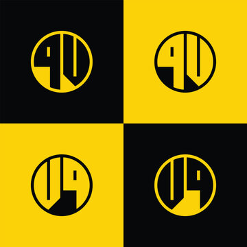 Simple QV and VQ Letter Circle Logo Set, suitable for business with QV and VQ initials