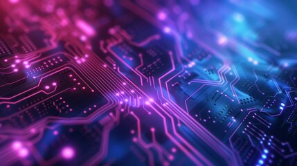 Obraz premium Abstract circuit board design with LED lights, symbolizing innovative technology and digital patterns