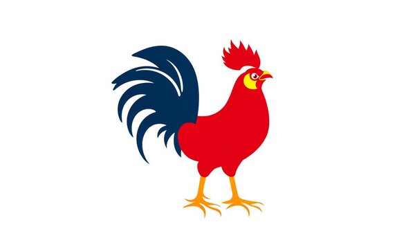  French rooster logo. Isolated rooster on white background