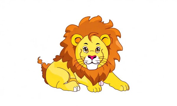  Lion face, Vector illustration of cartoon Lion in various actions lies, sitting, standing, walking and running. Isolated on white background