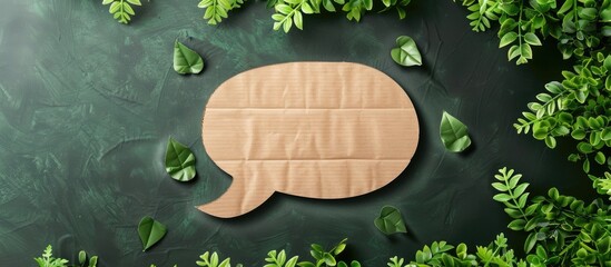 Cardboard speech bubble isolated for Earth Day eco theme with talk green message on social banner emphasizing sustainability with copy space image