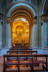 Quito, Pichincha, Ecuador: November 30, 2013: Interiors of the San Francisco church, with its many...
