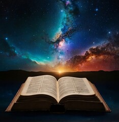 bible with glaxy background