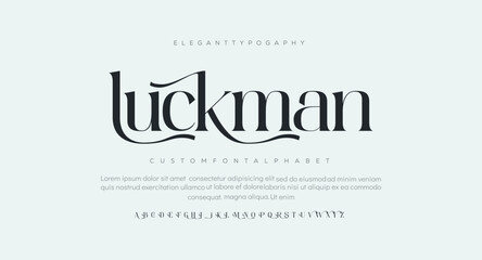 Luckman alphabet and tech fonts. Lines font regular uppercase and lowercase. Vector illustration.