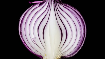 A close up of a purple onion with the stem cut off, AI