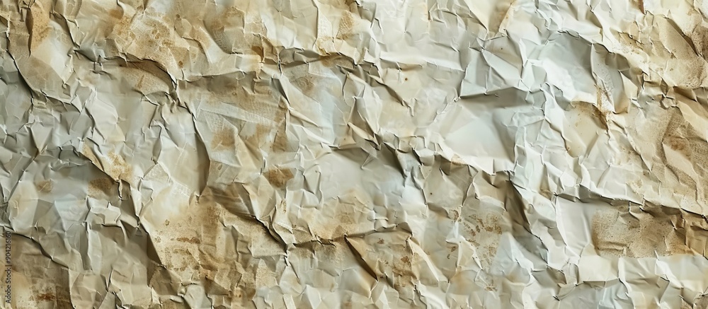 Poster vintage textured surface of old crumpled brown and cream recycled paper with an area for text in the