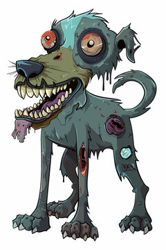 recommend clip art: A cartoon dog with a mouth full of teeth and a bloody face