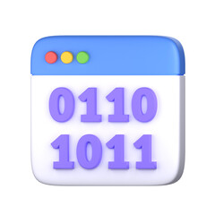 Binary Code 3D Icon Illustration, perfect for cyber security theme