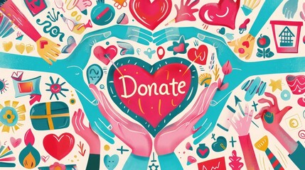 Naklejka premium Hands holding a heart-shaped symbol with the word 