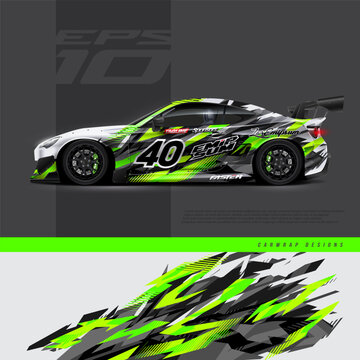 Car wrap decal designs. Abstract racing and sport background for racing livery or daily use car vinyl sticker.