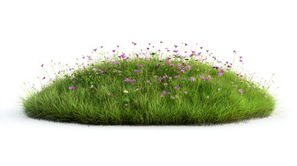 Fototapeta premium Isolated 3D Rendering of Wide Grass Mound with Flowers