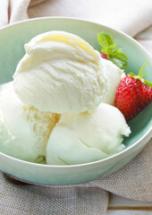 summer dairy dessert ice cream with fresh berries