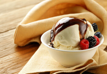 summer dairy dessert ice cream with fresh berries