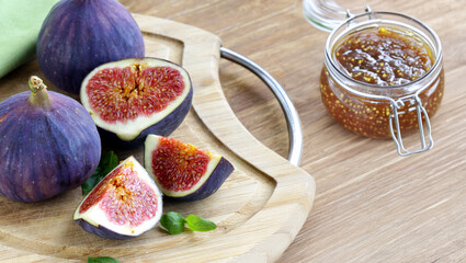 natural organic fig jam and fresh berries
