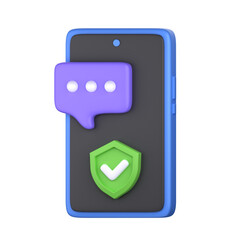 Chat Protection 3D Icon Illustration, perfect for cyber security theme