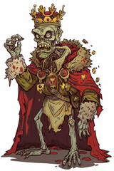 A zombie king with a crown on his head