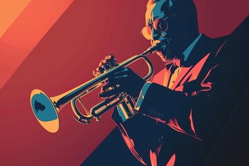 Fototapeta premium illustration of a jazz musician playing music