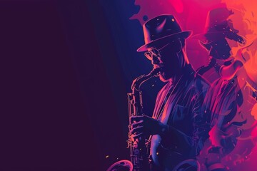 Fototapeta premium illustration of a jazz musician playing music