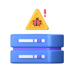 Database Warning Alert 3D Icon Illustration, perfect for cyber security theme