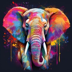 éléphant coloré peinture illustration