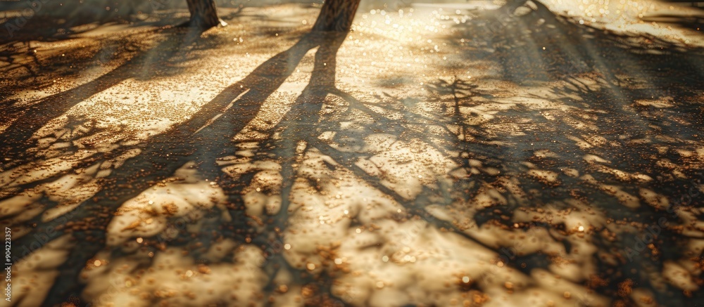 Poster a sunny day with tree shadows creating diverse background textures for the perfect copy space image