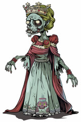 Obraz premium A creepy zombie woman in a red dress