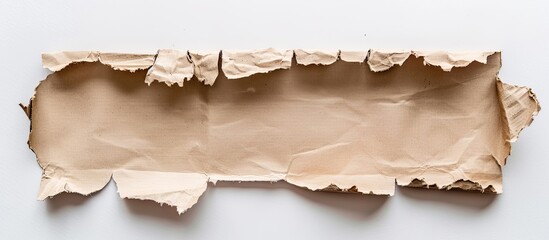Fototapeta premium Encourage storytelling by placing text under torn cardboard on a white background creating a top view copy space image to invite sharing personal stories