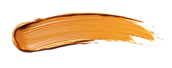 Abstract splash marigold acrylic brush stroke oil paint smear line on white backgroun