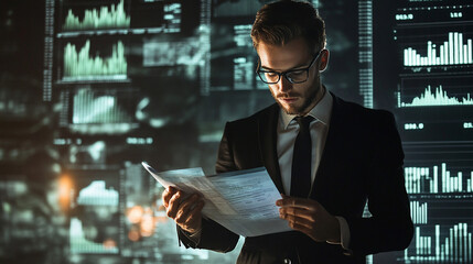 Fototapeta premium Businessman checking financial reports