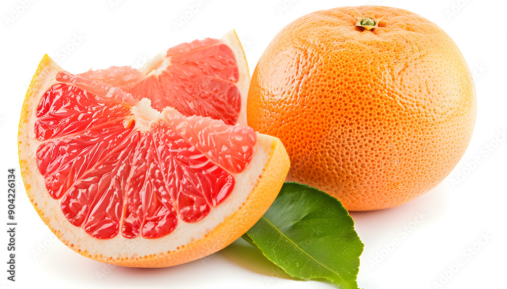 Wall mural Grapefruit half isolated on white background