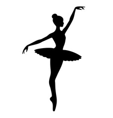 Silhouette of ballerina on a white background. Ballerina in a tutu. Ballet dancing. Ballet dancer silhouette. © Hanna ArtLab