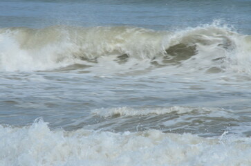 Waves crash off the coast of Montauk, New York