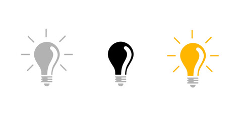 Light bulb icon on white background, light bulb vector on white