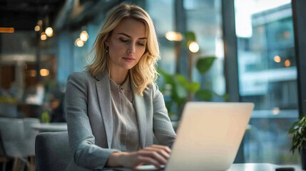 Fototapeta premium Businesswoman checking her laptop