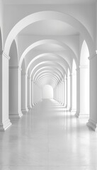 Fototapeta premium Minimalist white archway tunnel with elegant architectural design