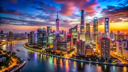 Obraz premium Vibrant City Skyline Lights for Urban Backgrounds