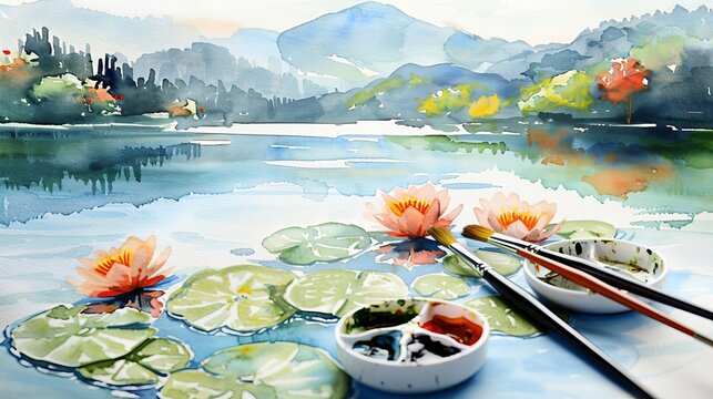 Painting program, fine arts classes, visual expression journey, Watercolor style
