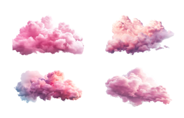 Pink clouds on white background	