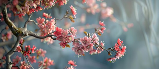 Japanese alder tree blossoms with copy space image