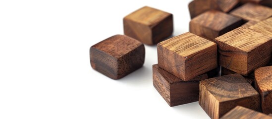 A bonus text with copy space is positioned beside a set of wooden blocks placed by hand on a white background for an isolated image