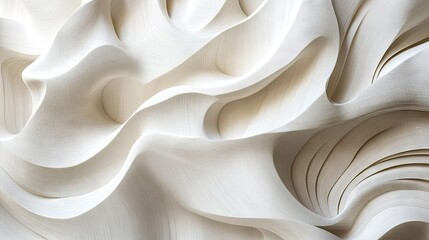 White Plywood 3D Wall Art with Wavy Contour Pattern