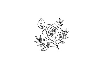 Rose flower for design element and coloring book pages for kids
