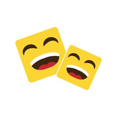 Square Yellow Smile Laugh Sticker Emoticon Icon Symbol Illustration Design