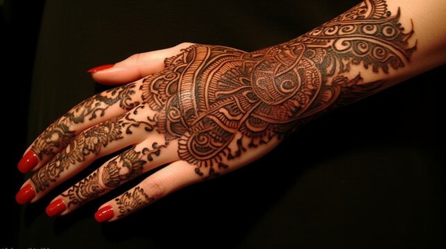 Intricate Henna Design on a Hand