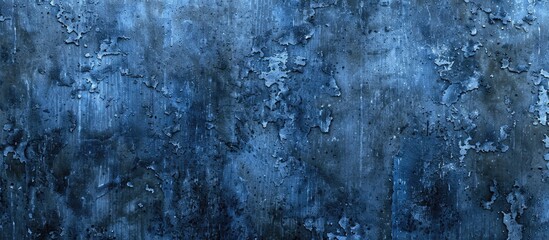 Fototapeta premium Weathered blue wall with a dark grimy hue suitable as a background for copy space image