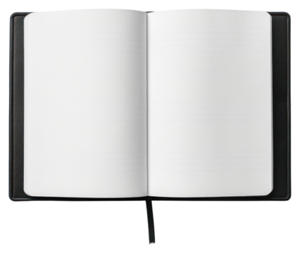 PNG Opened paper notebook publication diary black.