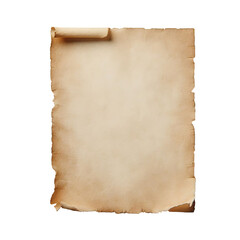 Fototapeta premium An isolated PNG photo of a piece of parchment paper, slightly aged with a rough texture and yellowed edges