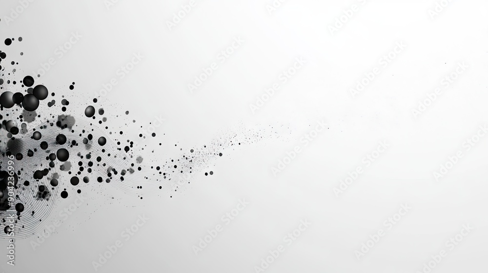 Fototapete a minimalistic abstract background featuring dots and lines in monochrome, leaving a clean space on 